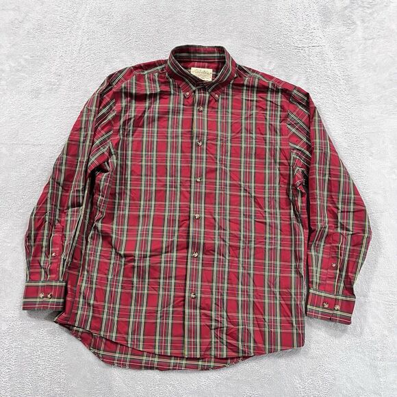 Cabela's Shirt Men's L Outfitter Series Button Up Plaid Red Green Preppy Holiday - Picture 1 of 8